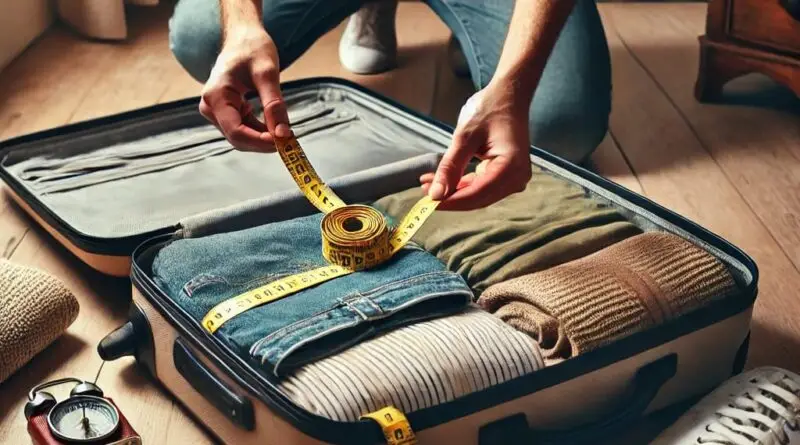 uma pessoa arrumando roupas em uma mala